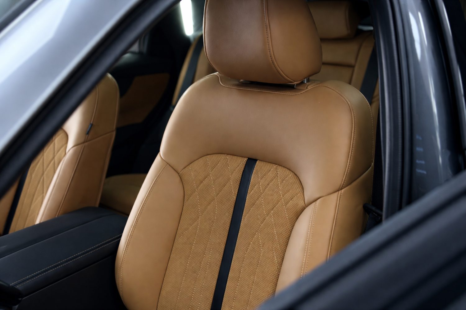 Tan leather seats after cleaning and conditioning