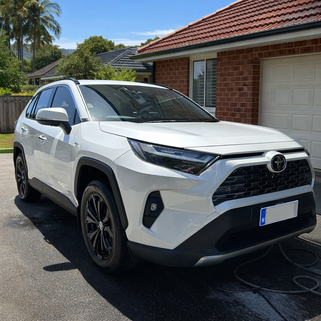 White Toyota RAV4 cleaned at a Sutherland Shire home
